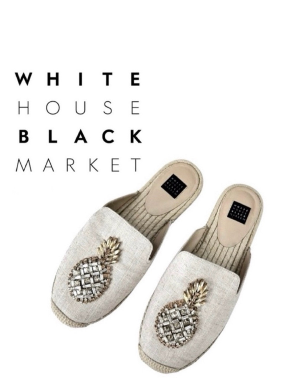 WHBM Josi Pineapple Espadrille Slides Mules